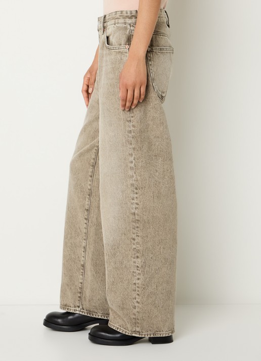 Bellerose Paty high waist wide leg jeans met gekleurde wassing - detail 5 khaki