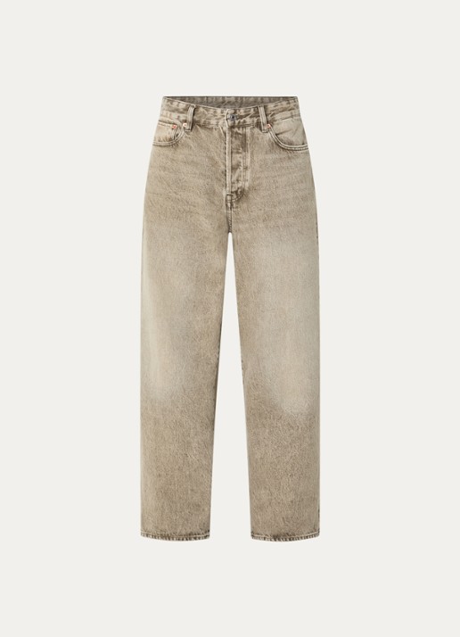 Bellerose Paty high waist wide leg jeans met gekleurde wassing - voorkant khaki