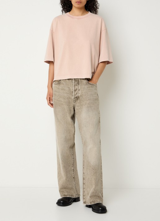Bellerose Paty high waist wide leg jeans met gekleurde wassing - voorkant 2 khaki