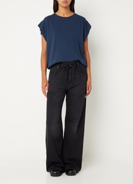 Bellerose Pearcy mid waist loose fit jeans met gekleurde wassing - voorkant 2 zwart