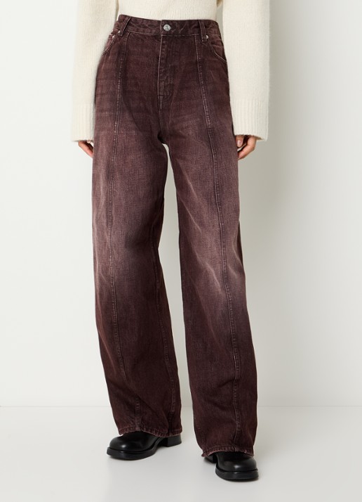 Bellerose Perl high waist balloon fit jeans met gekleurde wassing - detail 4 bordeauxrood