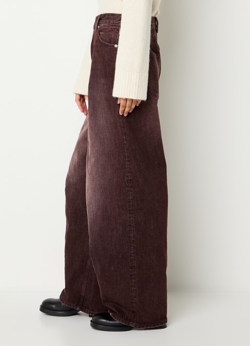 Bellerose Perl high waist balloon fit jeans met gekleurde wassing - detail 5 bordeauxrood