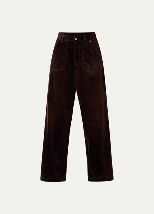 Bellerose Petula high waist wide leg jeans van corduroy - voorkant bordeauxrood