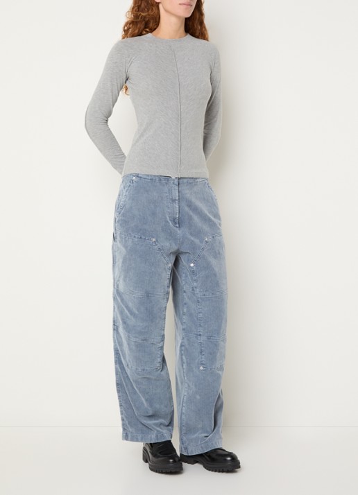 Bellerose Phantom mid waist wide fit jeans met gekleurde wassing - voorkant 4 staalblauw