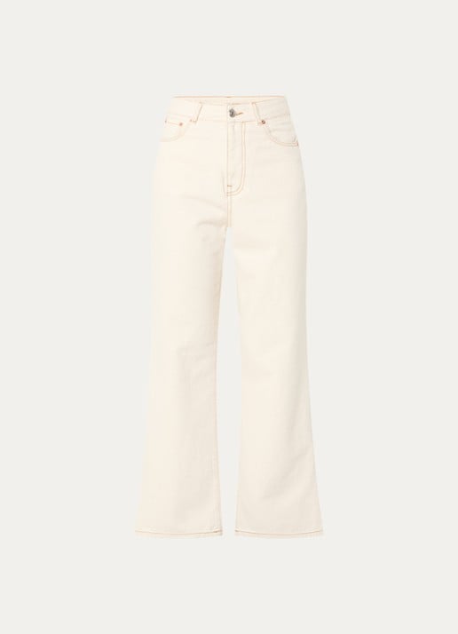 Bellerose Poker high waist straight fit jeans met gekleurde wassing - voorkant 4 gebroken wit