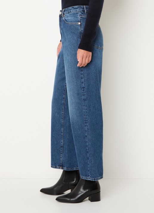 Bellerose Poker high waist wide fit jeans met medium wassing - detail 2 indigo