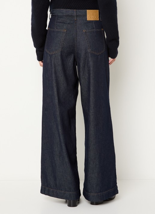 Bellerose Pops high waist wide fit jeans met donkere wassing - achterkant 2 indigo