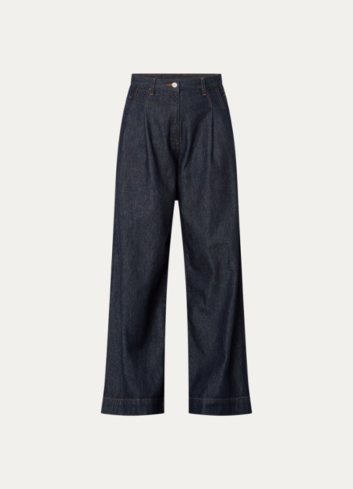 Bellerose Pops high waist wide fit jeans met donkere wassing - voorkant 3 indigo