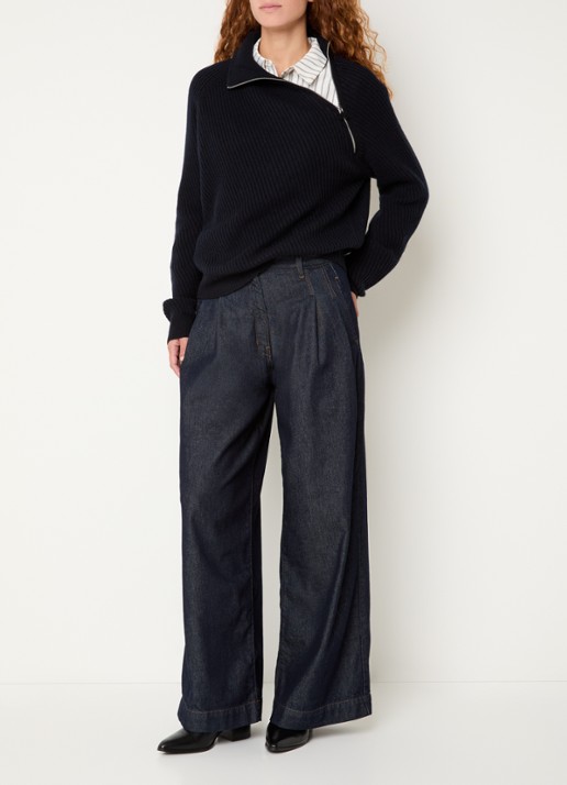 Bellerose Pops high waist wide fit jeans met donkere wassing - voorkant 4 indigo