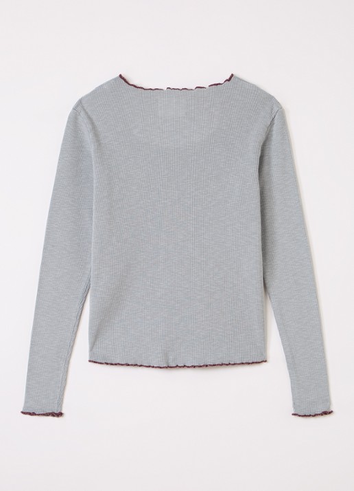 Bellerose Ribgebreide top - voorkant 2 grijsmele
