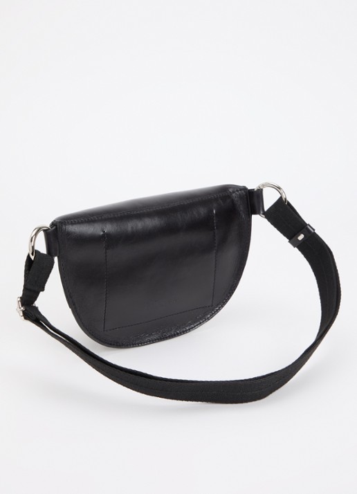 Bellerose Rosie crossbodytas van leer met verstelbare schouderriem - achterkant zwart