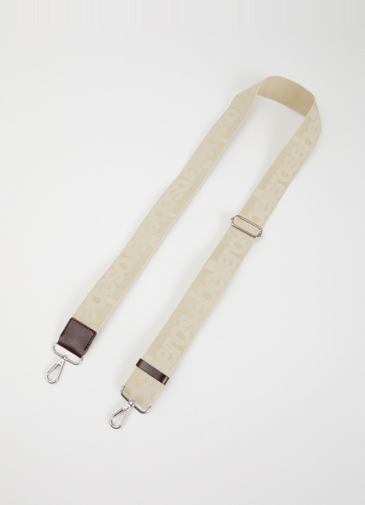 Bellerose Schouderriem met details van leer en logoprint - voorkant creme