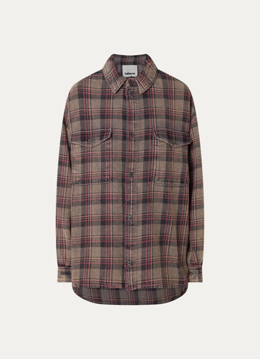 Bellerose Snow blouse met ruitdessin - voorkant 2 lichtbruin