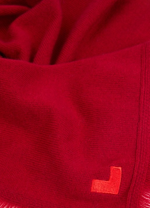 Bellerose Soncol sjaal in kasjmier wolblend 50 x 50 cm - detail 2 donkerrood