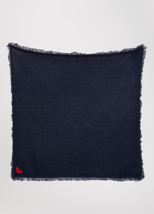 Bellerose Soncol sjaal in kasjmier wolblend 50 x 50 cm - detail donkerblauw