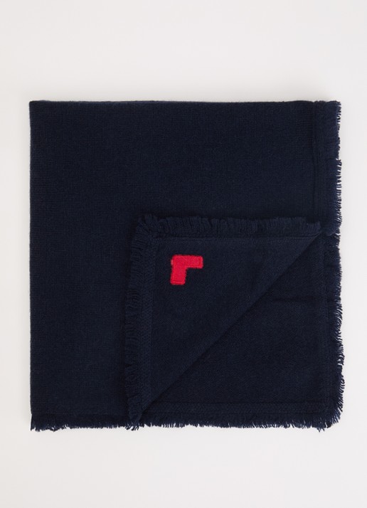 Bellerose Soncol sjaal in kasjmier wolblend 50 x 50 cm - voorkant 3 donkerblauw
