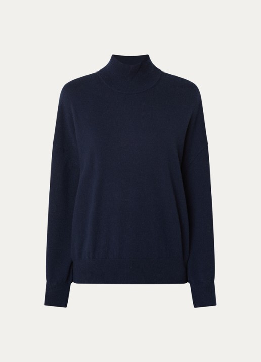 Bellerose Sonys fijngebreide trui in kasjmierblend met col - voorkant 2 donkerblauw