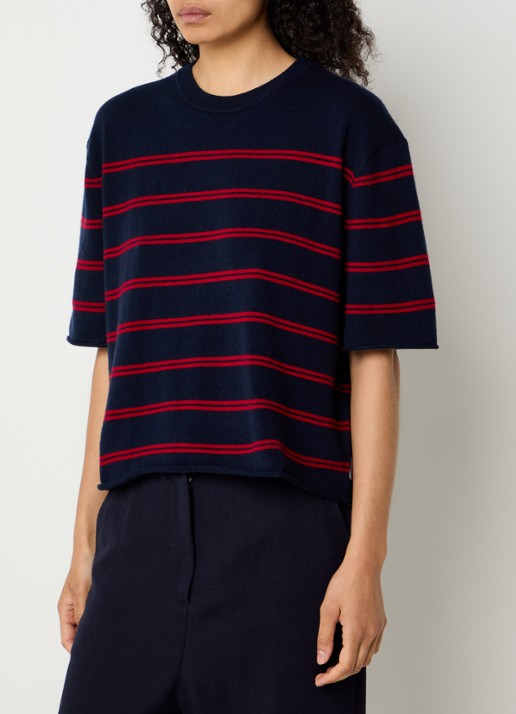 Bellerose Sonza fijngebreide pullover in kasjmierblend met streepprint