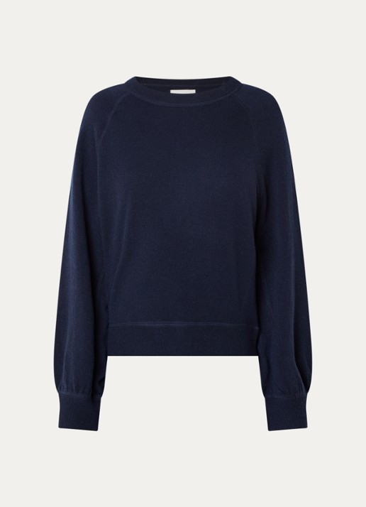 Bellerose Spanne fijngebreide trui in kasjmierblend met ronde hals - voorkant 2 donkerblauw