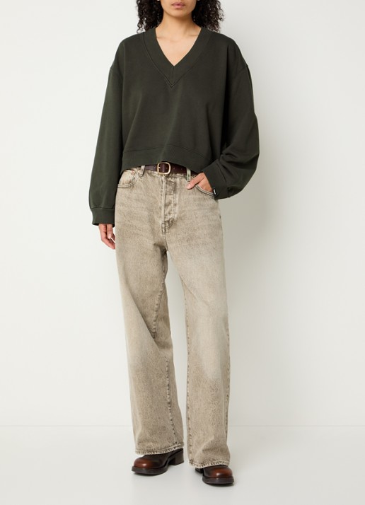 Bellerose Sula sweater met V-hals - voorkant 3 antraciet