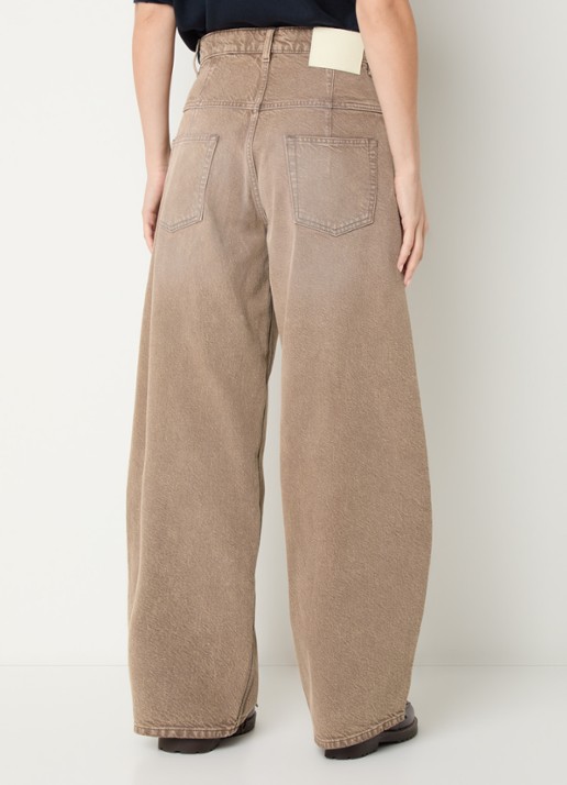 Bellerose Swan high waist wide leg jeans met gekleurde wassing - achterkant 3 lichtbruin
