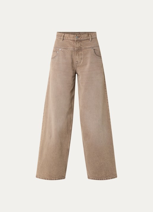 Bellerose Swan high waist wide leg jeans met gekleurde wassing - voorkant lichtbruin
