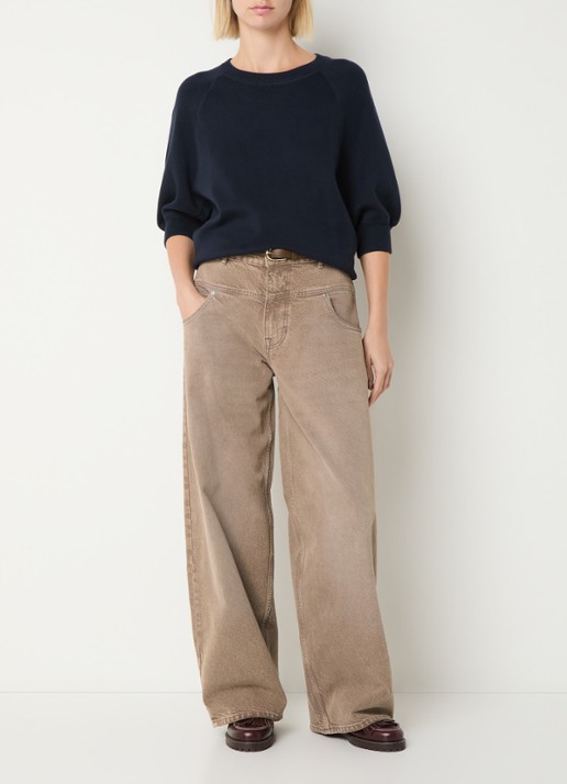 Bellerose Swan high waist wide leg jeans met gekleurde wassing - voorkant 2 lichtbruin