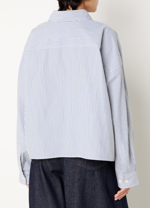 Bellerose Tonny oversized blouse met streepprint - achterkant 4 antraciet