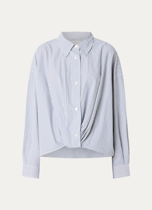 Bellerose Tonny oversized blouse met streepprint - voorkant antraciet
