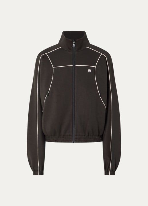 Bellerose Tropy sweatvest met logoborduring - voorkant 2 donkergroen