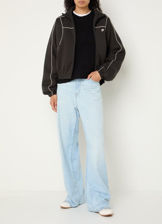 Bellerose Tropy sweatvest met logoborduring - voorkant 3 donkergroen
