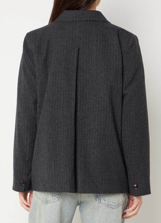 Bellerose Valenti oversized blazer in wolblend  - achterkant 3 donkergrijs