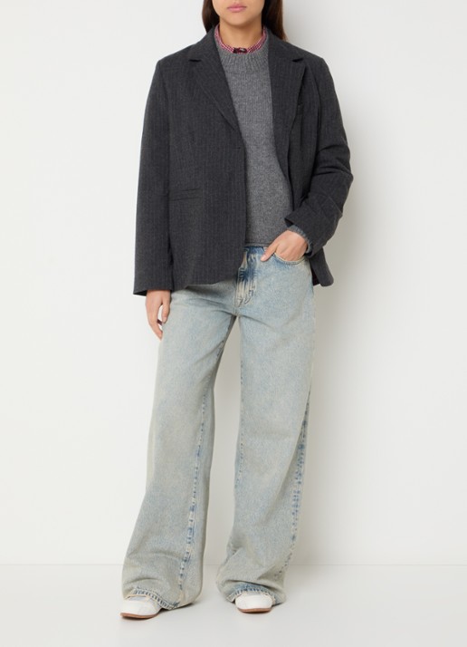Bellerose Valenti oversized blazer in wolblend  - voorkant 2 donkergrijs