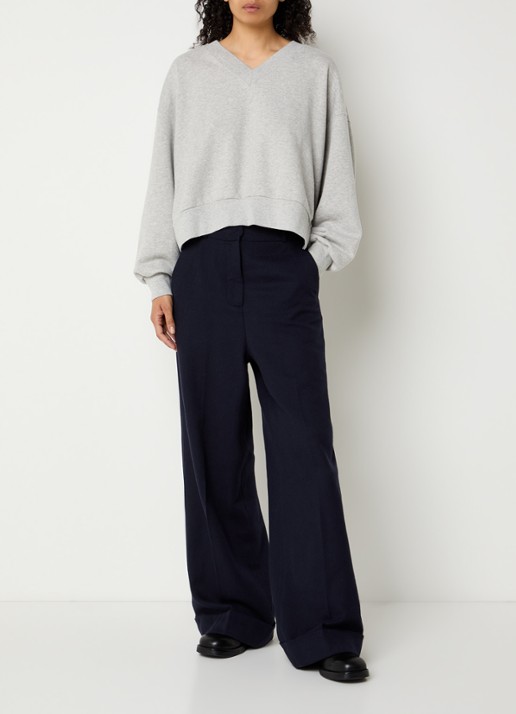 Bellerose Varola oversized sweater met V-hals - voorkant 4 grijs