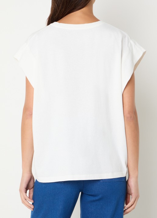 Bellerose Vice T-shirt met boothals - achterkant 3 gebroken wit