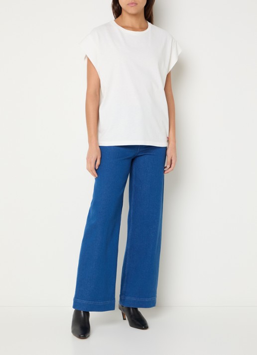 Bellerose Vice T-shirt met boothals - voorkant 2 gebroken wit
