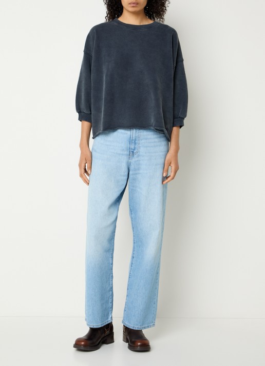 Bellerose Vicske sweater met verwassen afwerking - voorkant 4 donkerblauw
