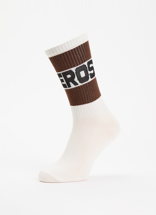 Bellerose Vite sokken in katoenblend met logo - detail chocoladebruin