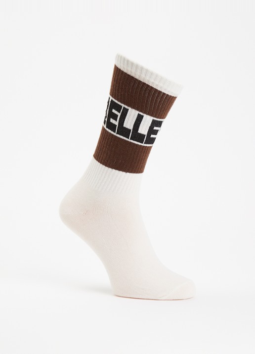 Bellerose Vite sokken in katoenblend met logo - voorkant 2 chocoladebruin