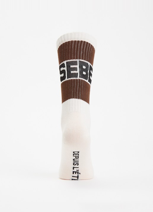 Bellerose Vite sokken in katoenblend met logo - voorkant 3 chocoladebruin