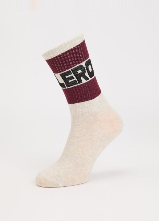 Bellerose Vite sokken in katoenblend met logo - detail bordeauxrood