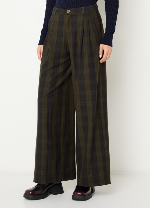 Bellerose Volkert high waist wide fit broek met ruitdessin
