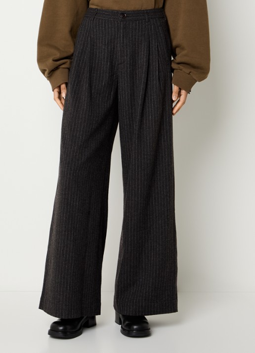 Bellerose Volkert high waist wide fit pantalon in wolblend met krijtstreep