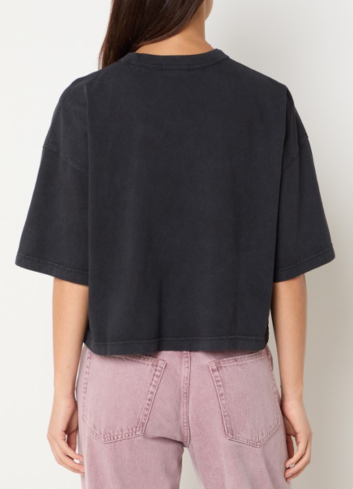 Bellerose Voss cropped T-shirt met ronde hals - achterkant 2 antraciet