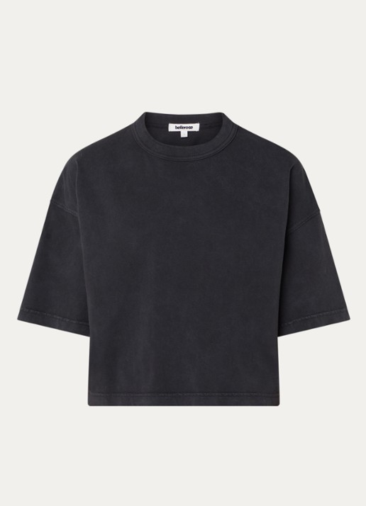 Bellerose Voss cropped T-shirt met ronde hals - voorkant 3 antraciet