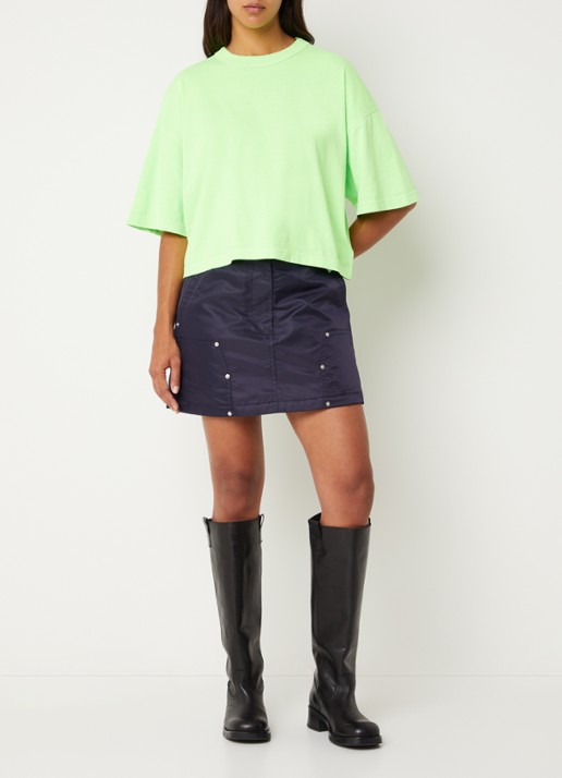 Bellerose Voss cropped T-shirt met ronde hals - voorkant 2 neongroen