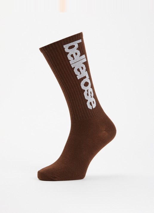 Bellerose Vroum sokken in katoenblend met logoprint - detail 3 chocoladebruin