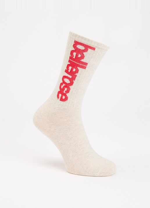 Bellerose Vroum sokken in katoenblend met logoprint - voorkant 2 creme