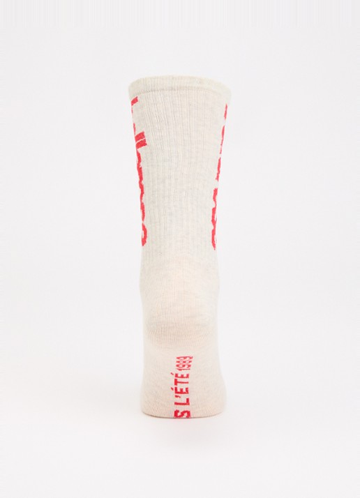 Bellerose Vroum sokken in katoenblend met logoprint - voorkant 3 creme