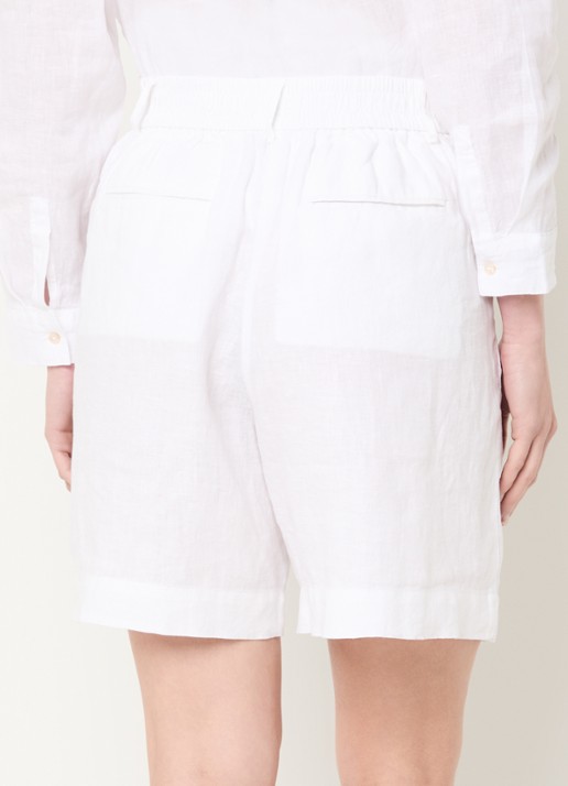 Benetton Bermuda high waist loose fit korte broek van linnen - achterkant gebroken wit